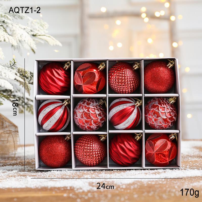 Шары для рождественской елки Hong Kong Heng 6 см, набор из 12 декоративных расписных шаров