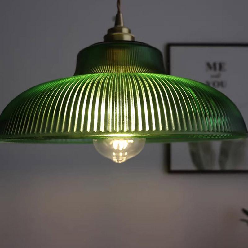 LED Vintage Glass Pendant Light Green Hanging Lamps Living Room Decor Luminaire Hall Bedroom Dining Room Indoor Fixture Lustre