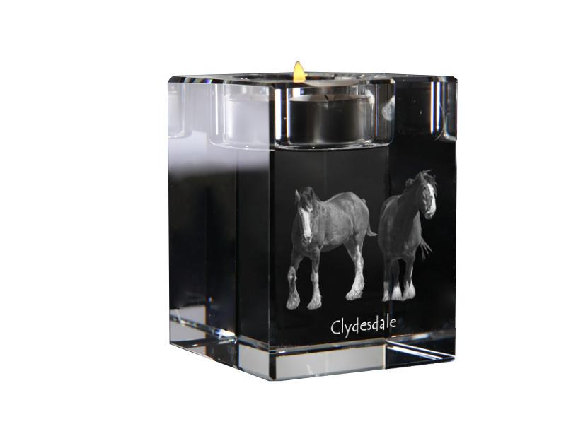Clydesdale – Candle holder with picture of a horse, crystal tealight holder | Art-Dog