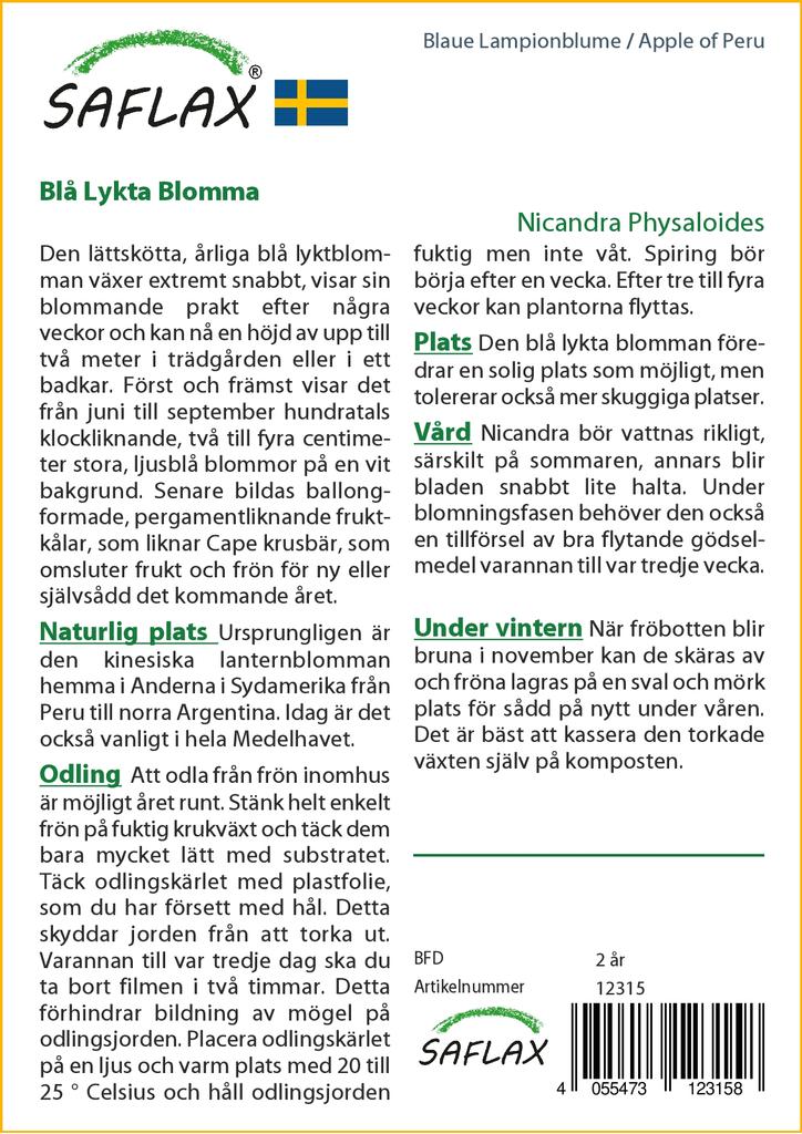 SAFLAX Яблоко Перу - 100 семян - Nicandra physaloides