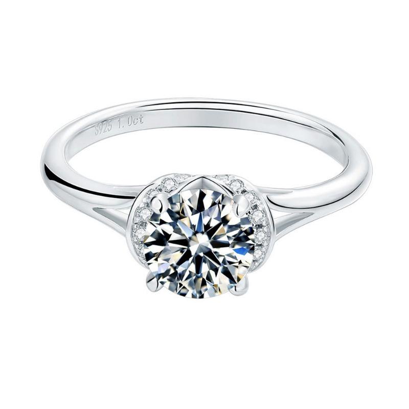 Кольцо из стерлингового серебра S925, обручальное кольцо с бриллиантом в один карат, кольцо с муассанитом цвета D