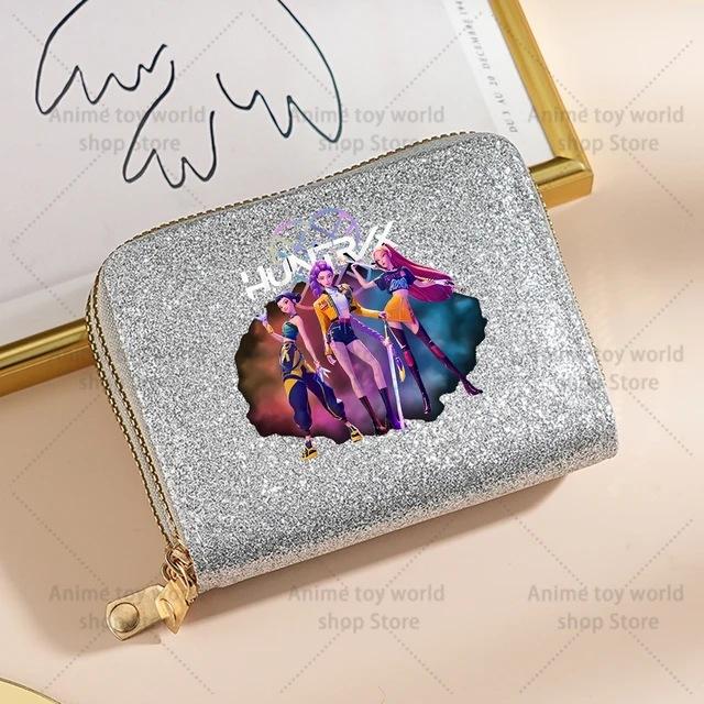 Kpop Demon Hunter Wallet Women Sequined Sparkly Coin Purse Fashionable Small Clutch Card Holder for Ladies