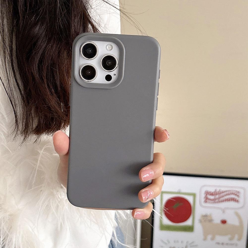Applicable To Apple 17 Simple Solid Color Skin Feeling Mobile Phone Case Iphone15pro Silicone Anti Fall 13 Full Inclusive Protective Case