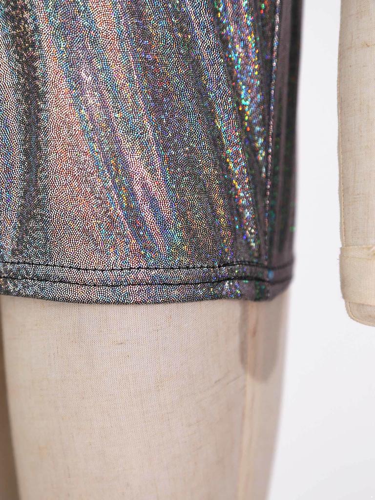 Детская унисекс одежда для девочек и мальчиков, повседневная танцевальная одежда с коротким рукавом, металлизированная блестящая блузка, топ