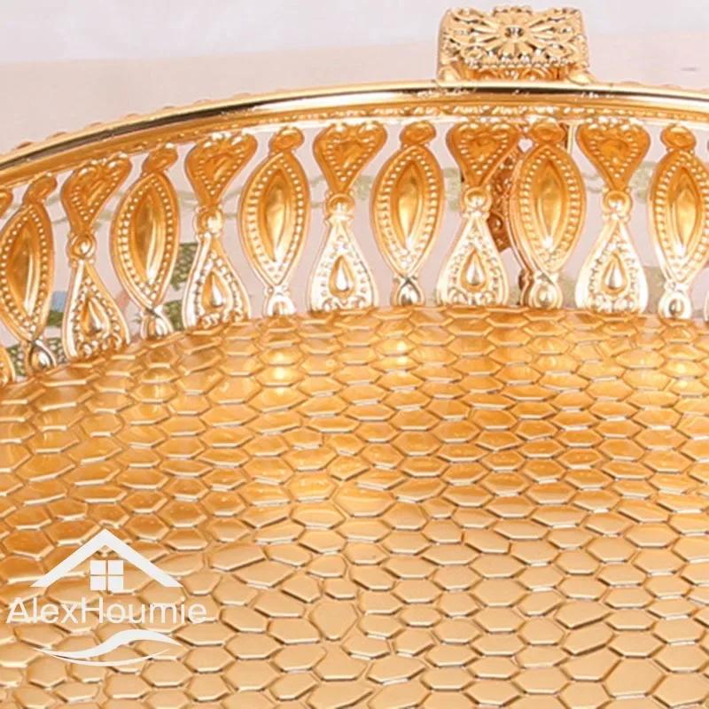 Retro Style Gold Serving Tray Fruit Snack Dessert Candy Storage Plates Dish Stand for Home Bar Party Coffee Wedding Decoration