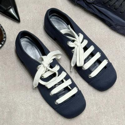 Французские ретро нишевые туфли-балетки на шнуровке на толстом каблуке с квадратным носком одинарные туфли женские весенне-осенние новые туфли Мэри Джейн женские