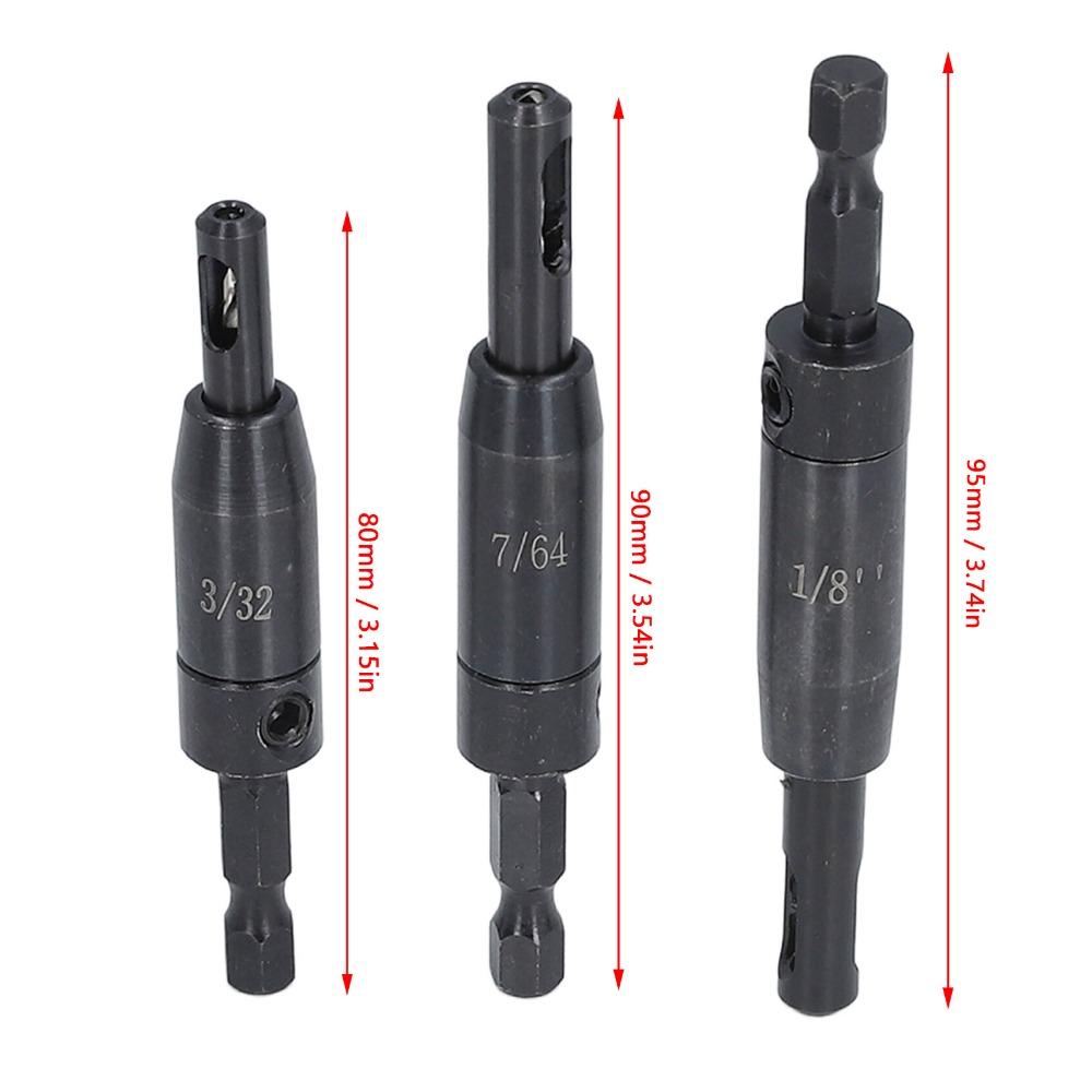 3 PCS Hex Shank Hinge Drill Bit Center Hinge Drill Bit Cabinet and Door Hinge Installation