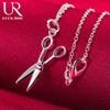 925 Sterling Silver Chain Scissors Pendant Necklace Fashionable Wedding Jewelry