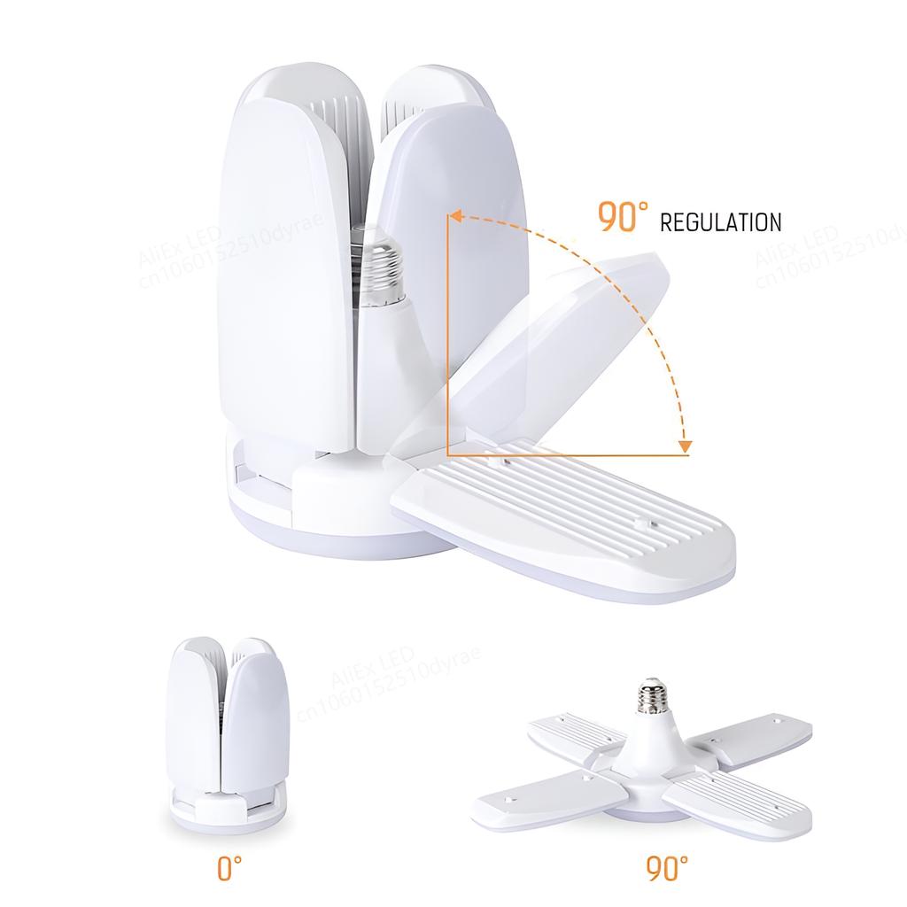 Лампа светодиодная HOMZY E27 с лопастями вентилятора и таймером 220В110В 28Вт 200Вт Складная светодиодная промышленная лампа для дома, потолочного освещения, гаражного освещения