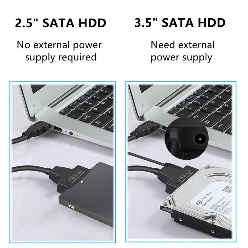 Кабель-адаптер SATA на USB 3.0 для SSD HDD 3,5 2,5 дюйма, Конвертер жесткого диска SATA III с адаптером питания 12 В, Поддержка UASP