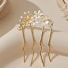 French fashion retro hair accessories elegant pearl flower hairpin women's daily U-shaped hairpin women's alloy hairpin