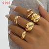 1Set Vintage Metal Rings For Women Men Gift Personalized Punk Hip Hop Irregular Exaggerated Knuckle Joint Rings