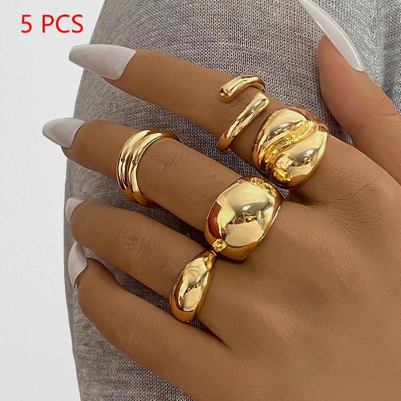 1Set Vintage Metal Rings For Women Men Gift Personalized Punk Hip Hop Irregular Exaggerated Knuckle Joint Rings