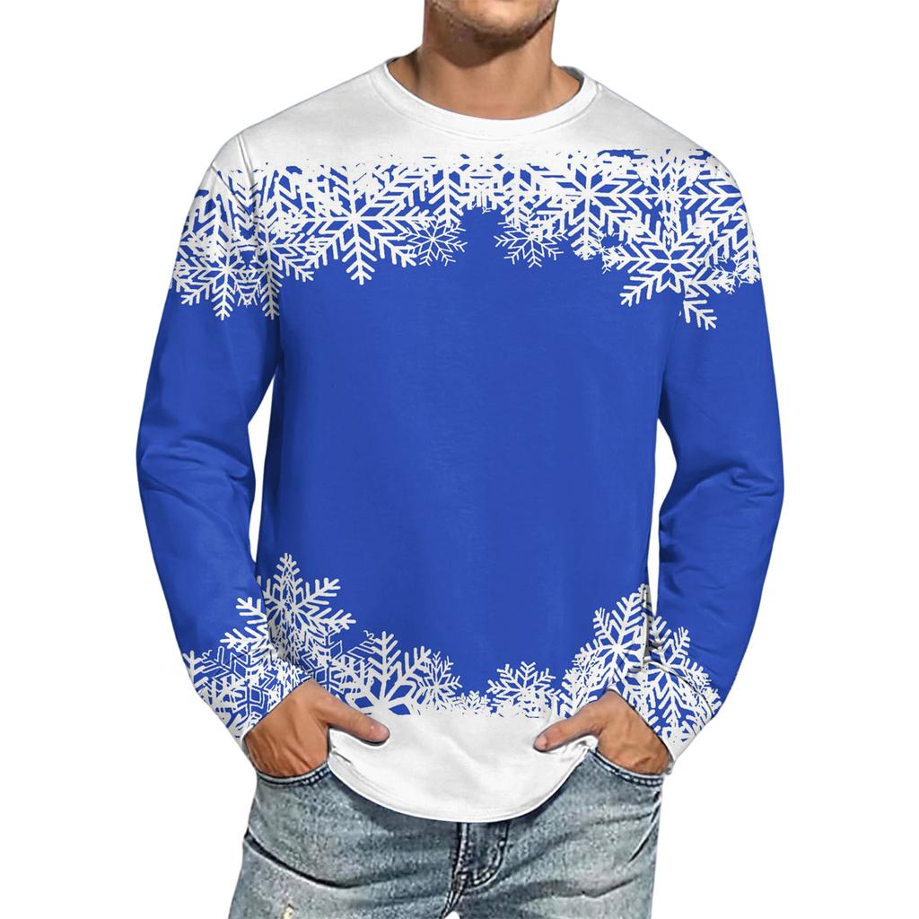 Men's Christmas Printed Imitation Cotton Long-sleeved Shirt