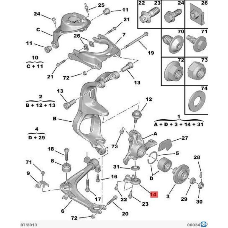 364058 364069 364072 Fit for Peugeot 407 Citroen 308 lower control arm ball joint