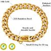 Stainless Steel 18K Gold Dog Collar with Secure Locking Buckle – 15MM Cuban Link Chew-Proof Chain for Small, Medium & Large Dogs