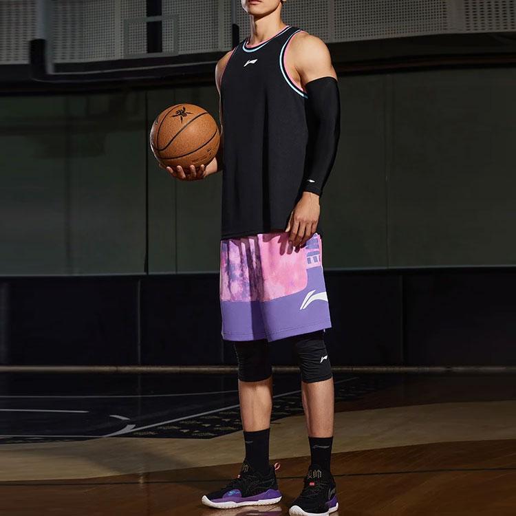 Li Ning Свободные шорты с принтом, мужские штаны, розовые, фиолетовые, синие, AAPS031-2