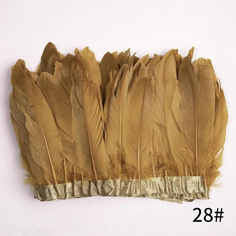 2M/Lot Real Geese Feather Fringe Ribbons Goose Feathers Trim Dyed for Dress Skirt Cloth Belt Decorative Clothing