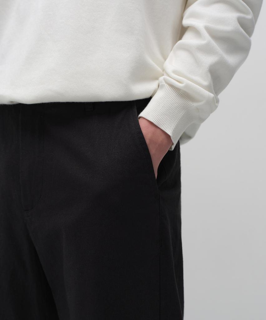 MUSINSA STANDARD [City Workers] Linen Blend Tapered Pants [Black]