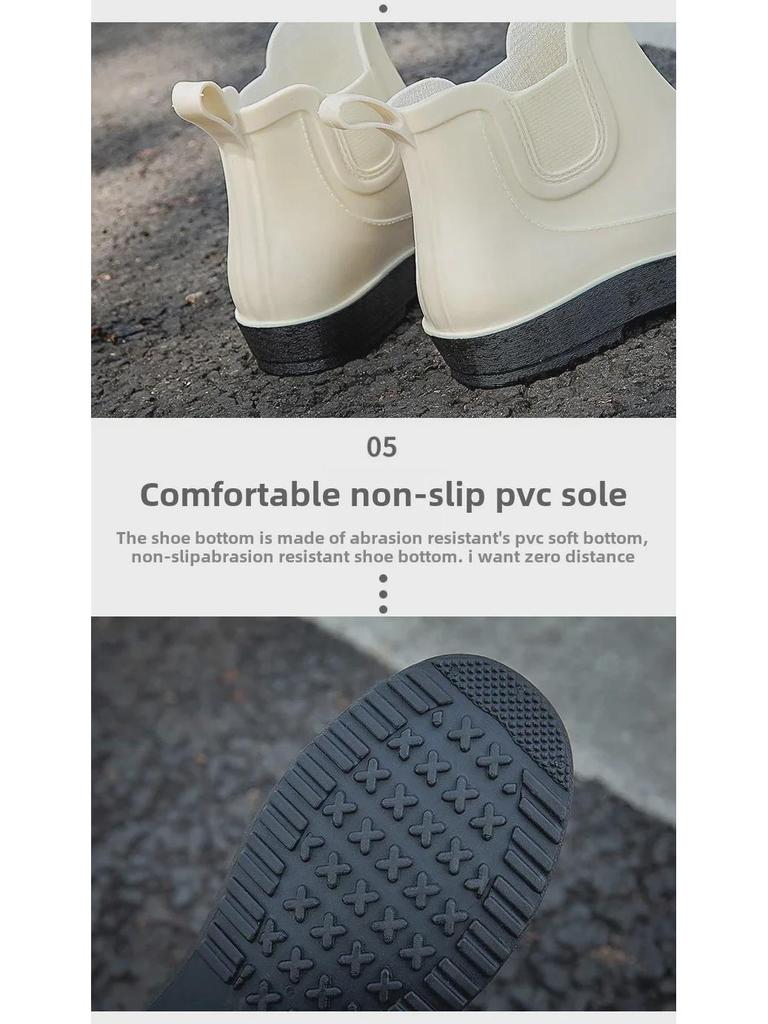 Женские водонепроницаемые нескользящие модные резиновые сапоги - короткая трубка, толстая подошва, идеально подходят для активного отдыха, например, рыбалки и мытья автомобиля