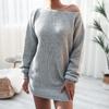 Autumn Winter Boat Neck Loose Casual Sweater Women Solid Color All-match Knitting Pullovers Top