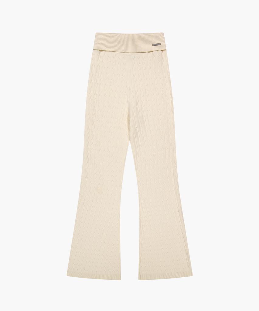 HDEX Women'S Cable Knit Bootcut Pants (Ivory)