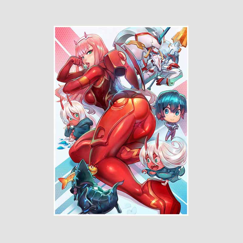 Белая книга Аниме Плакаты Художественная живопись Классика Аниме Darling in The Franxx Плакат Домашний декор Фреска Гостиная Украшения Принты Картины Подарки