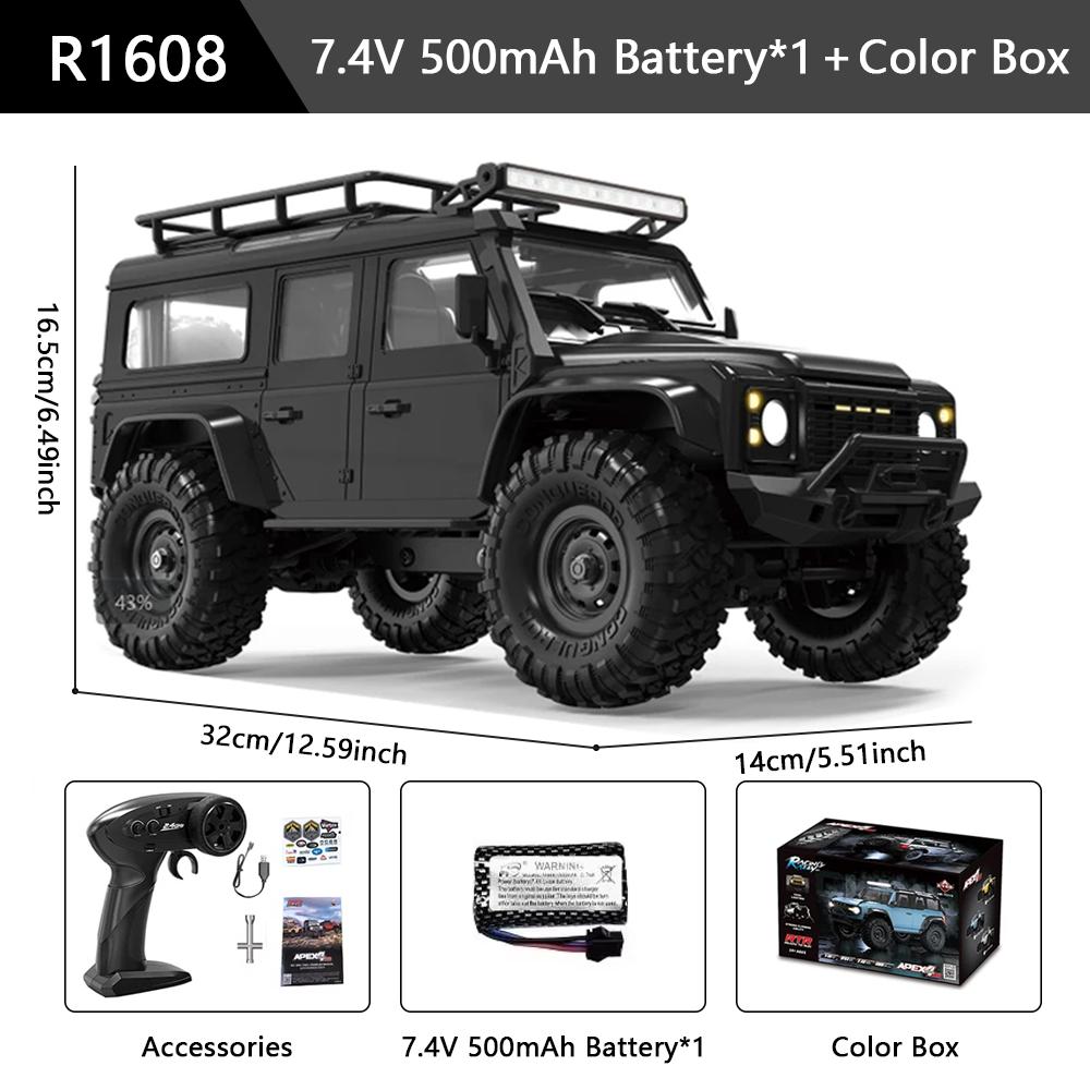 HB R1601 Радиоуправляемая машина 1:16 2.4G 4WD Внедорожные автомобили с дистанционным управлением со светодиодной подсветкой, грузовики-краулеры, модель транспортного средства для лазания, игрушки для детей и взрослых