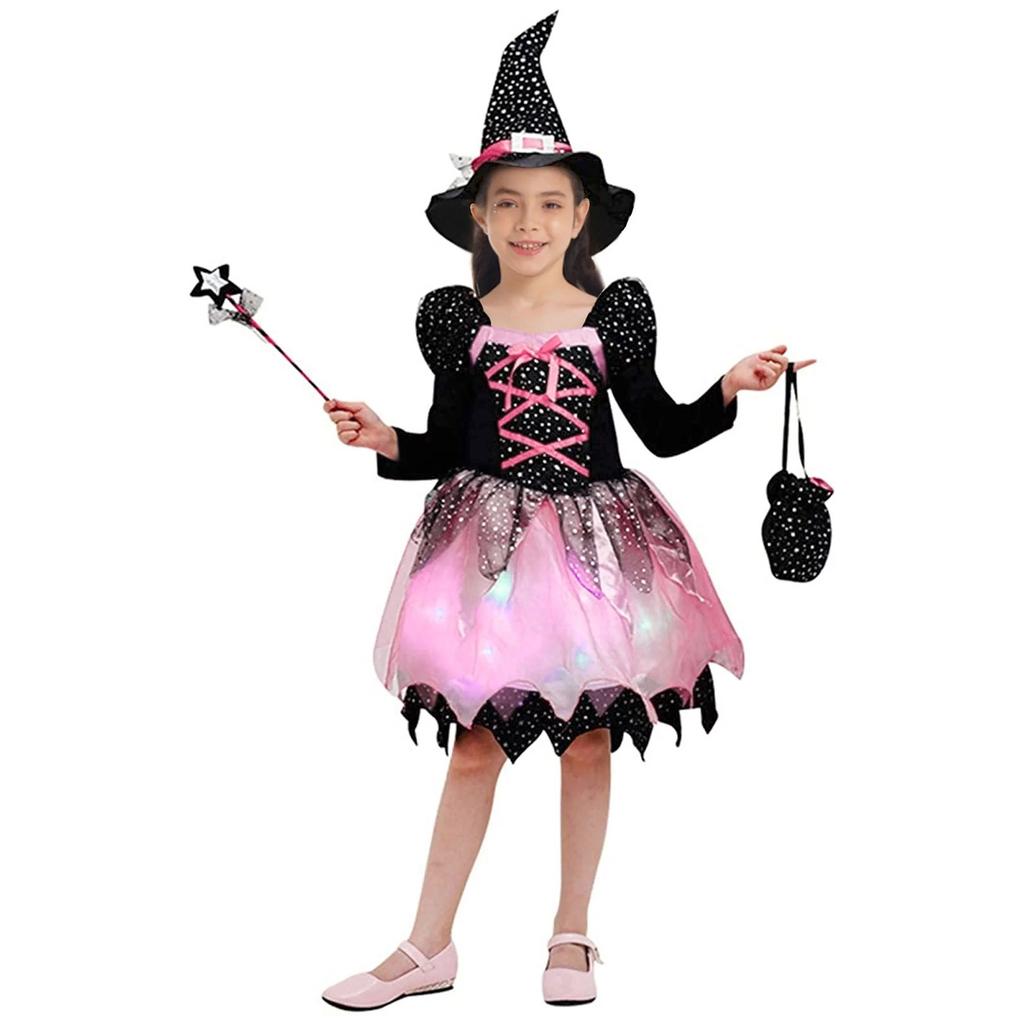 Girls Clothes Halloween Witch Cosplay Dresses Handmade Carnival Costume for Children Party Prom The Dress Kids Photo Fancy Kids