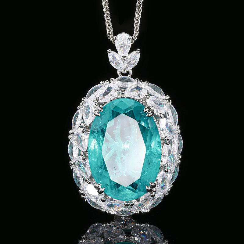 Ювелирные изделия Медное основание с золотым покрытием Имитация изумрудного кулона Ожерелье Крупный денарий 18 * 25