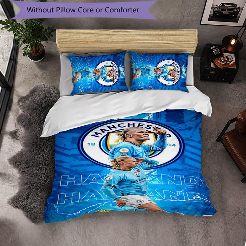Erling Haaland Themed Bedding 3Pcs Duvet Cover Set Decorative Bed Linen For Teen Room Home Decoration