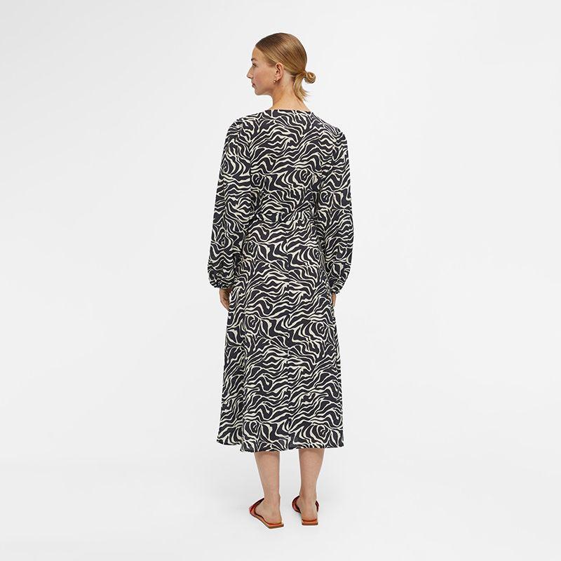 Платье с V-образным вырезом и объемными рукавами с рисунком Женщина OBJECT