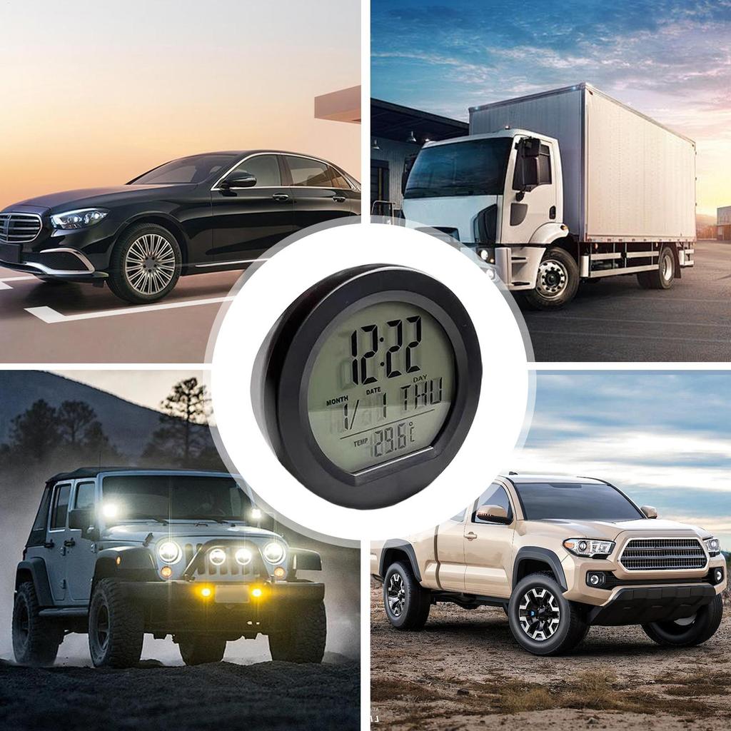 Car Digital Clock Solar Powered Clock Date Week Clock Car Interior Backlit Clock With Temperature Display Car Interior Accessory