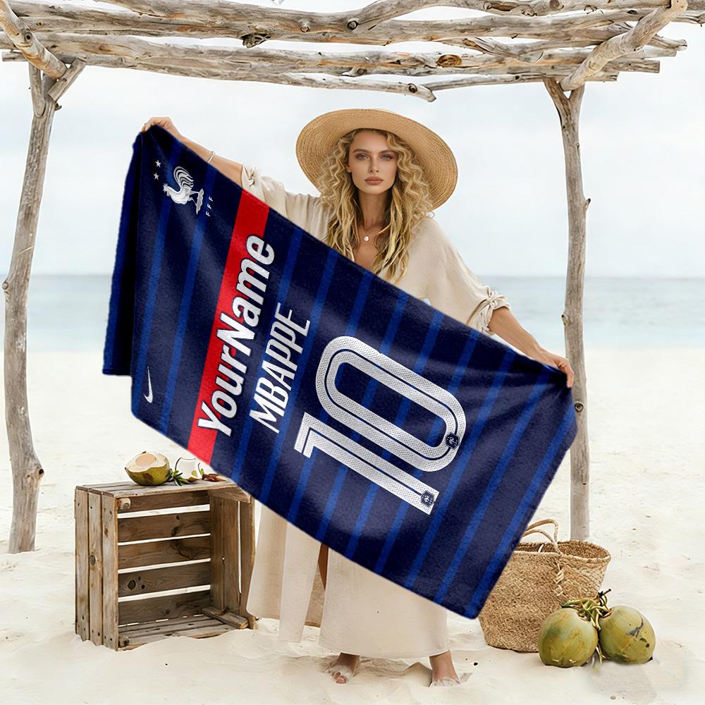 Mbappe Personalized Text Beach Towel Super Soft & Absorbent Suitable for Sports Travel Swimming Yoga Bathroom Beach And Pool