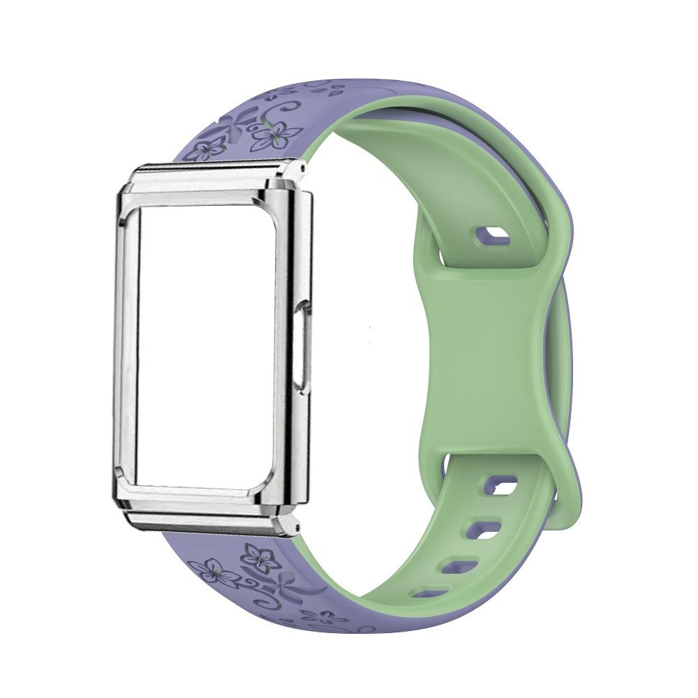 Metal Frame Protective Case + Dual Color Embossed Silicone Strap for Huawei Band 11 Pro