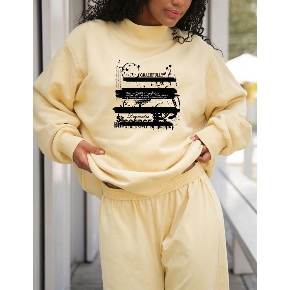 Autumn Trendy European Women's High Neck Long Sleeve Casual Hoodie