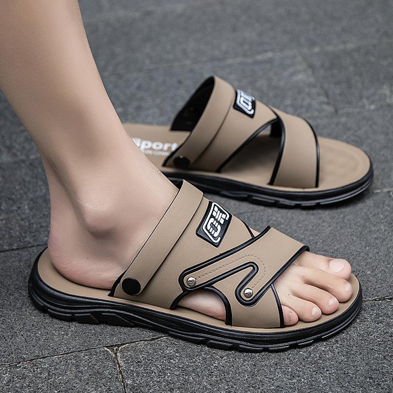 Закажите на размер больше Летние модные стильные уличные тапочки Нескользящие износостойкие пляжные мужские сандалии