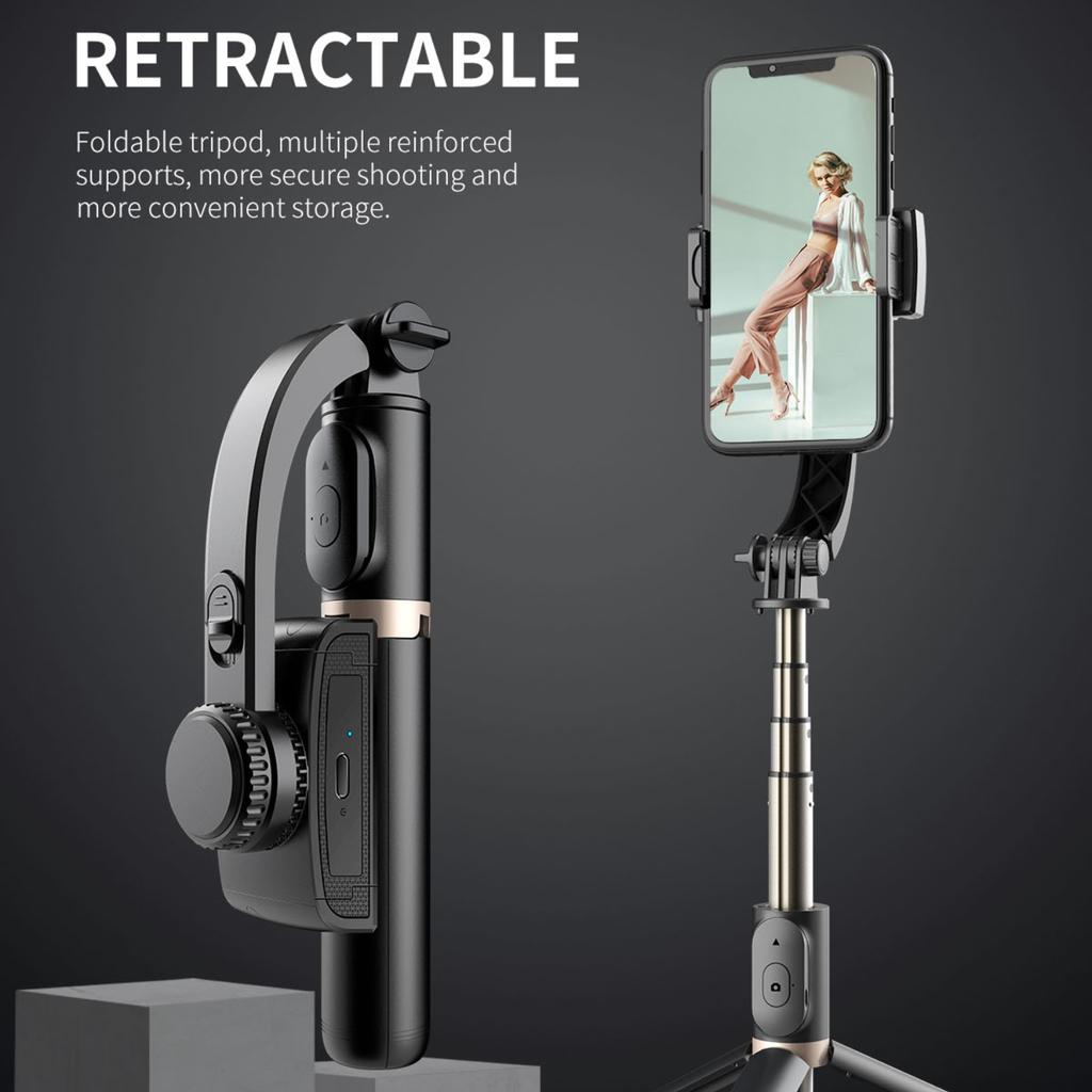 Handheld Gimbal Smartphone Extendable Monopod Bluetooth Handheld Stabilizer with Tripod Selfie Stick Folding Gimbal for Smartphone Xiaomi iPhone