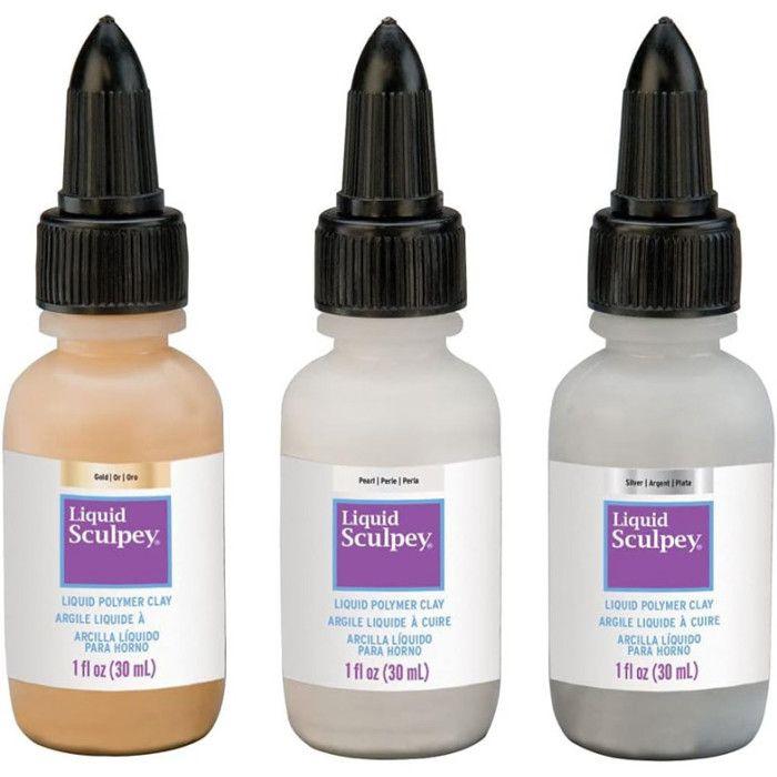 Argile liquide à cuire - Pour création de bijoux - Couleur métallique - 3 flacons 30ml