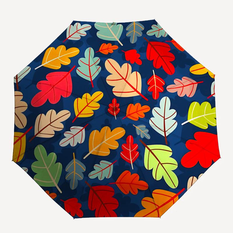 1pc Autumn Leaves Automatic Open 8-Rib Windproof Umbrella, Travel & Commuting, Suitable for All Seasons, Lightweight Portable,016