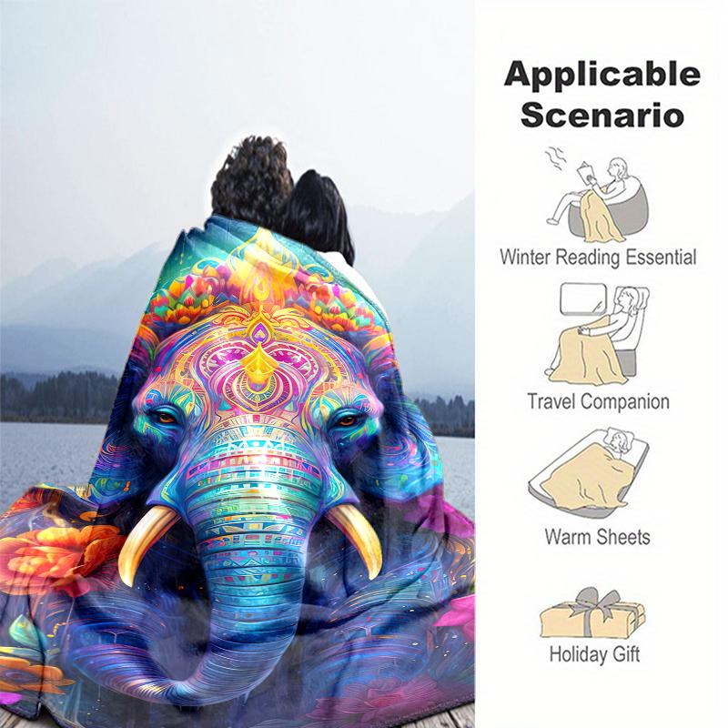 1PC Elephant Elements printed blanket, all season lightweight home office outdoor nap multifunctional blanket A14