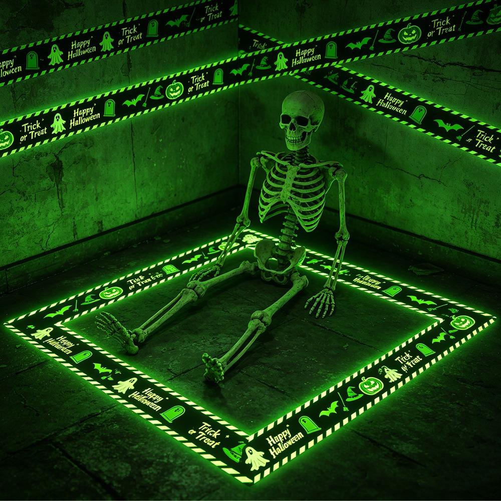Plastic Halloween Warning Tape Sticker DIY Halloween-themed Stickers  Hallway