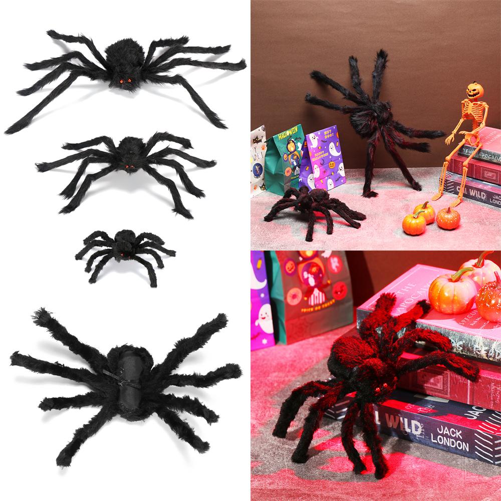 Party Supplies Horror Atmosphere Black Plush Spider Haunted House Halloween Decoration Bar Ornament