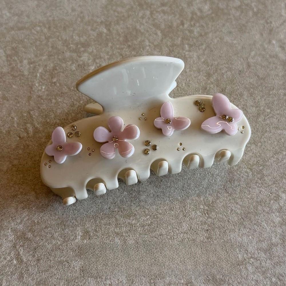 Rhinestone Hair Clips 3D Flower Shark Clip Elegant Butterfly Hair Claw for Women Girls