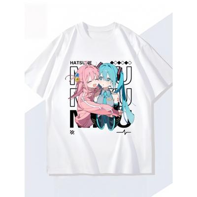 Розовая и синяя футболка в стиле стикера Hatsune Miku и Lonely Rock, с шапками для взрослых и детей с двойным шеф-поваром