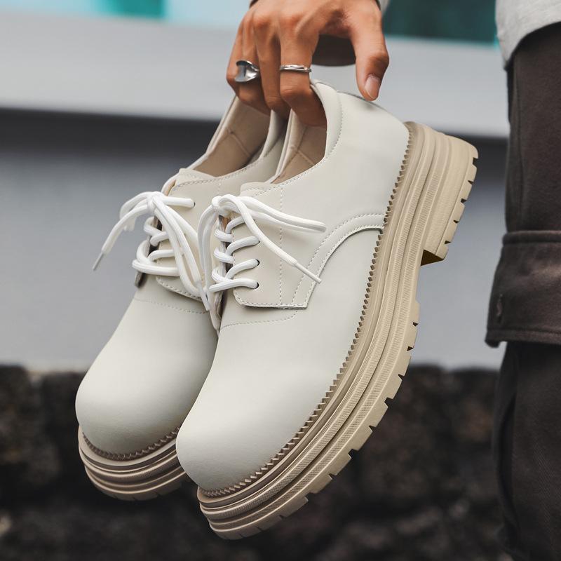 2024 новые кожаные туфли с большим носком на платформе, туфли дерби, ретро мужские туфли, повседневные туфли Martin с круглым носком 24342-K