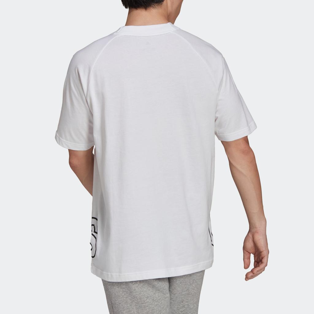 Adidas Футболка унисекс с коротким рукавом и принтом большого логотипа, повседневная, спортивная, белая H60664