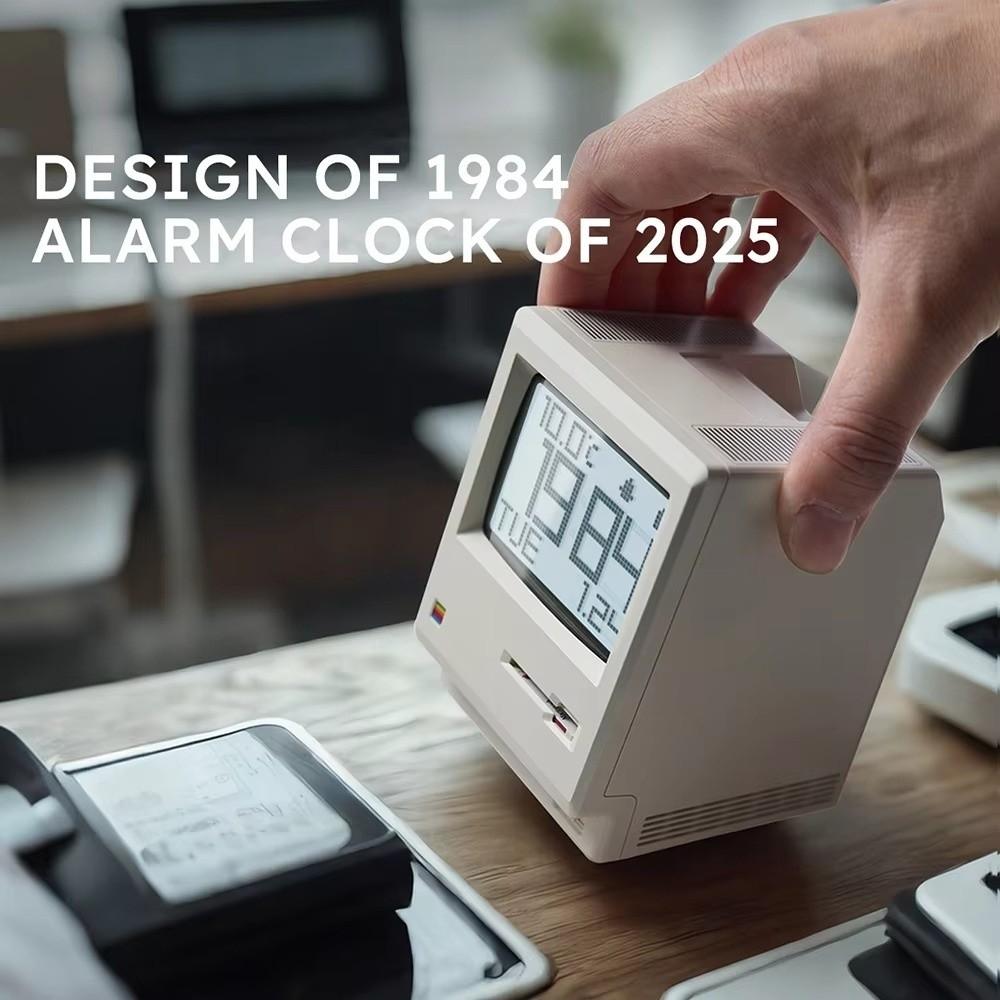 Adjustable Brightness Retro MacLock Clock Computer-Inspired Desk Clocks Gifts Pixel Alarm Clocks
