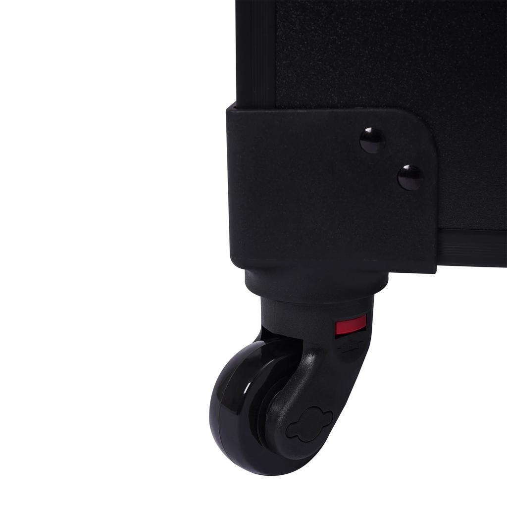 Перекатной кейс для макияжа Черная салонная тележка Косметическая тележка для путешествий Органайзер для хранения нейл-арта для фейс-арта, парикмахера