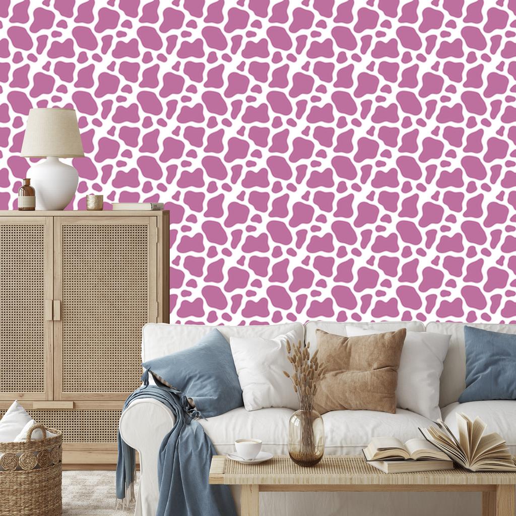 Cow Patches Wallpaper, Purple and White, Purple Background, 50x1000